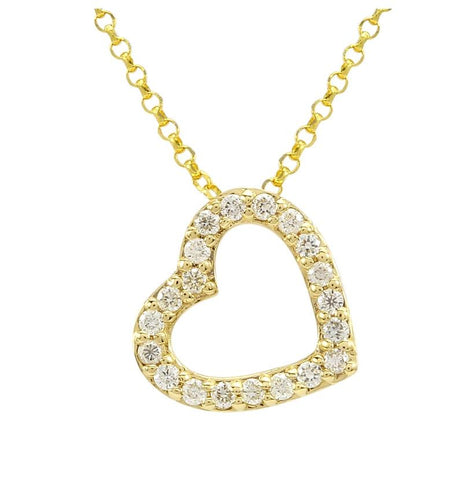 0.14 Ctw Diamond 14k Yellow Gold Round Shape Womens Diamond Necklace Pendant With 16 Inch Chain