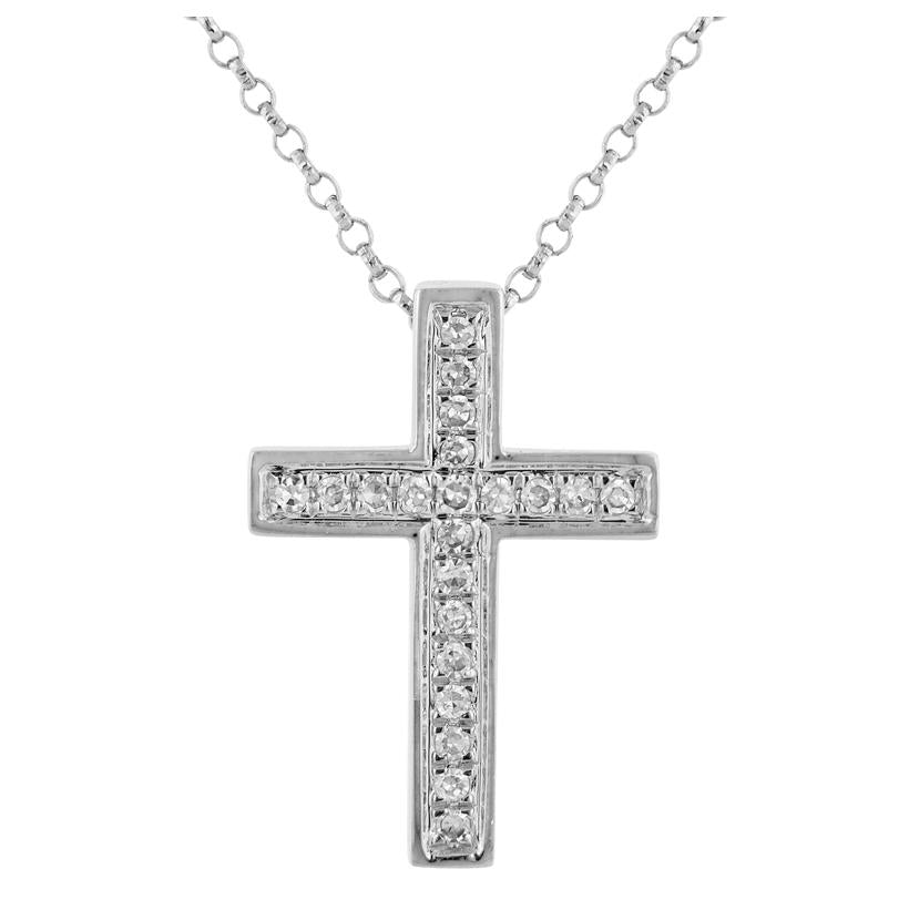 0.09 Ctw Diamond 14k White Gold Round Shape Womens Diamond Necklace Pendant With 16 Inch Chain