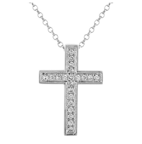 0.09 Ctw Diamond 14k White Gold Round Shape Womens Diamond Necklace Pendant With 16 Inch Chain