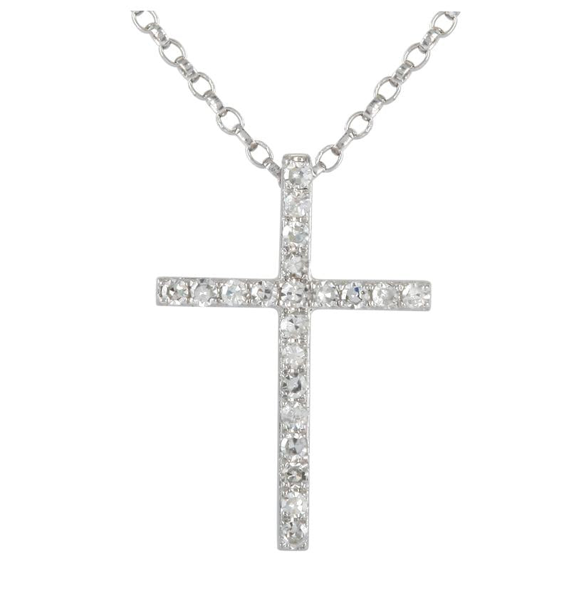 0.08 Ctw Diamond 14k White Gold Round Shape Womens Diamond Necklace Pendant With 16 Inch Chain