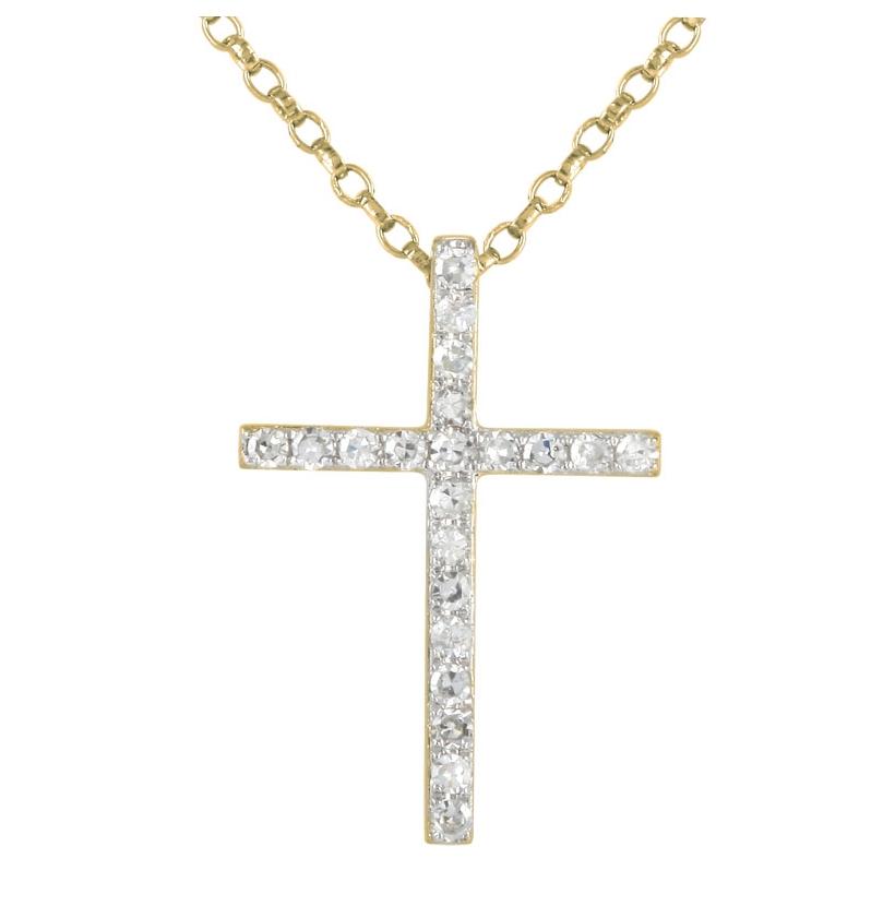 0.08 Ctw Diamond 14k Yellow Gold Round Shape Womens Diamond Necklace Pendant With 16 Inch Chain