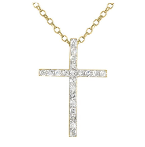 0.08 Ctw Diamond 14k Yellow Gold Round Shape Womens Diamond Necklace Pendant With 16 Inch Chain