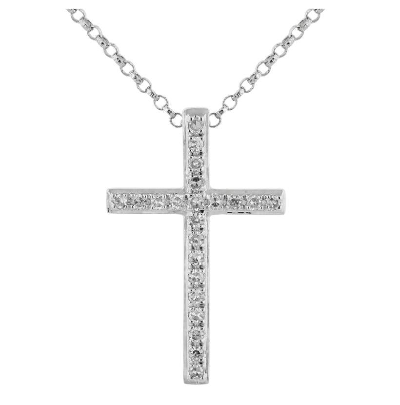 0.08 Ctw Diamond 14k White Gold Round Shape Womens Diamond Necklace Pendant With 16 Inch Chain