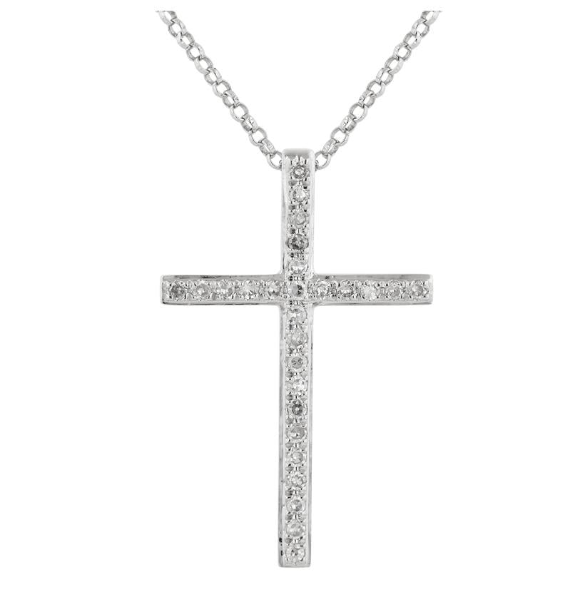 0.1 Ctw Diamond 14k White Gold Round Shape Womens Diamond Necklace Pendant With 16 Inch Chain