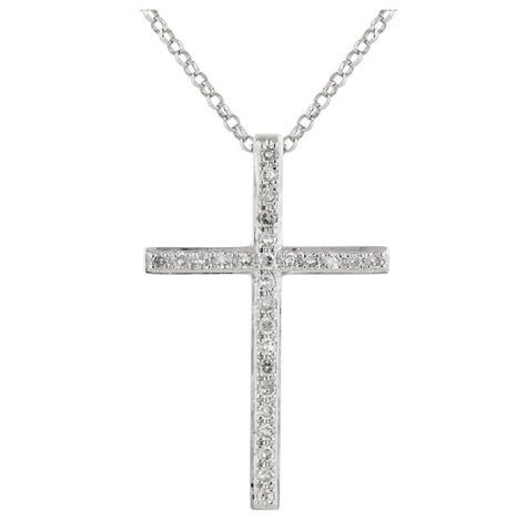 0.1 Ctw Diamond 14k White Gold Round Shape Womens Diamond Necklace Pendant With 16 Inch Chain