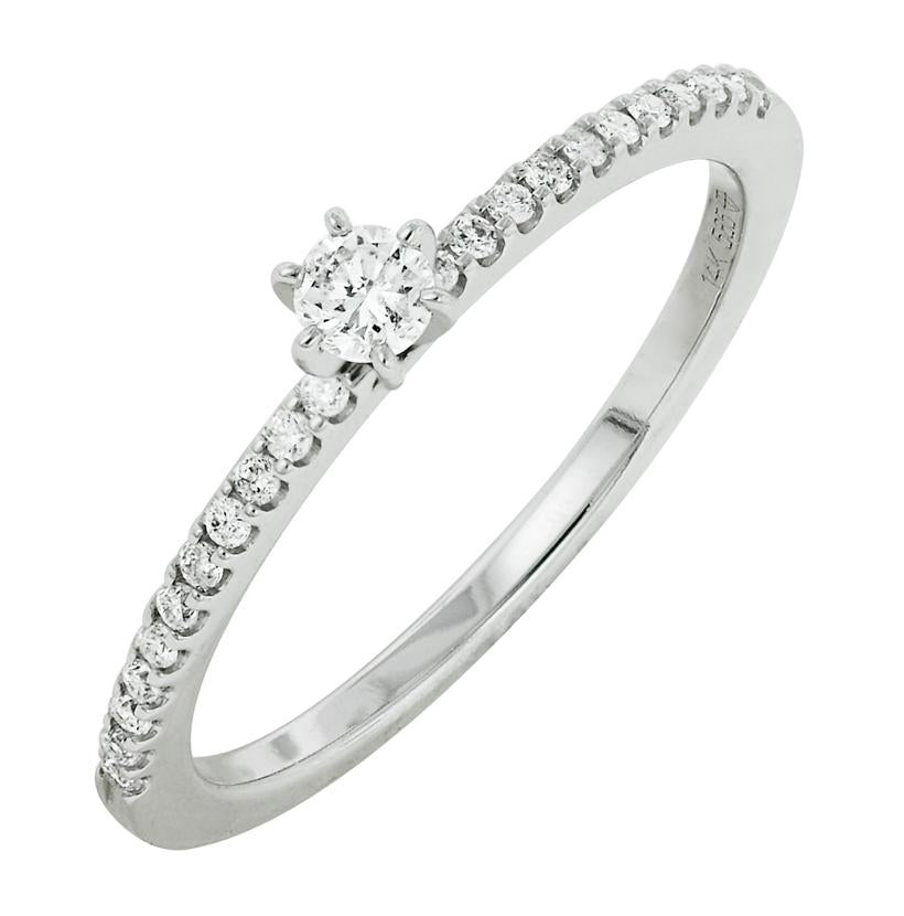 0.2 Ctw Diamond 14k White Gold Round Shape Wedding Engagement Ring