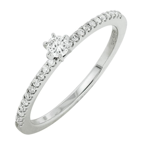 0.2 Ctw Diamond 14k White Gold Round Shape Wedding Engagement Ring
