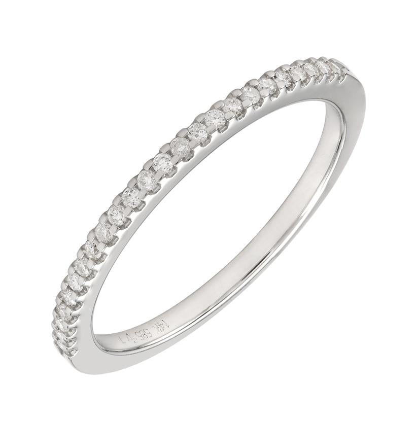 0.13 Ctw Diamond 14k White Gold Round Shape Womens Wedding Band Ring