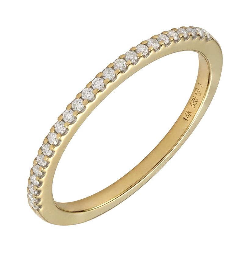 0.12 Ctw Diamond 14k Yellow Gold Round Shape Womens Wedding Band Ring