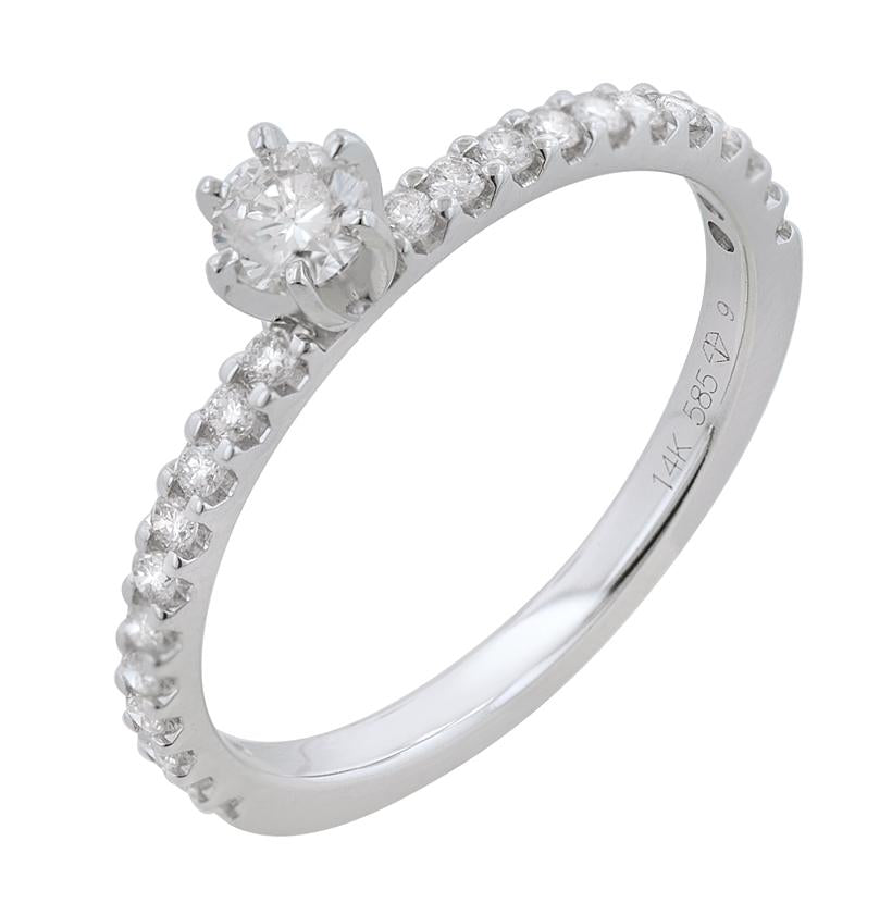 0.46 Ctw Diamond 14k White Gold Round Shape Wedding Engagement Ring