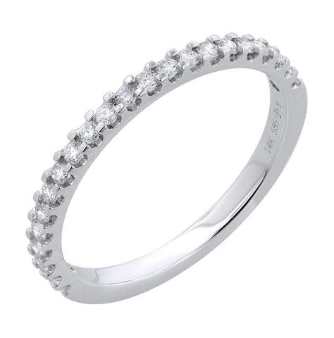 0.26 Ctw Diamond 14k White Gold Round Shape Womens Wedding Band Ring