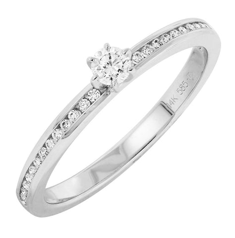 0.2 Ctw Diamond 14k White Gold Round Shape Wedding Engagement Ring