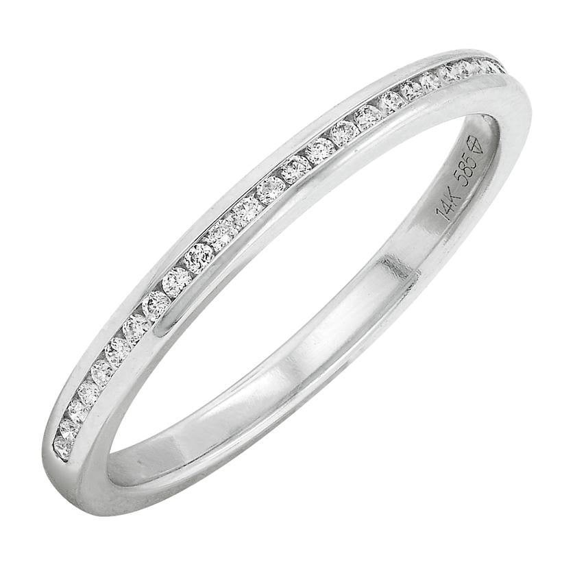 0.11 Ctw Diamond 14k White Gold Round Shape Womens Wedding Band Ring