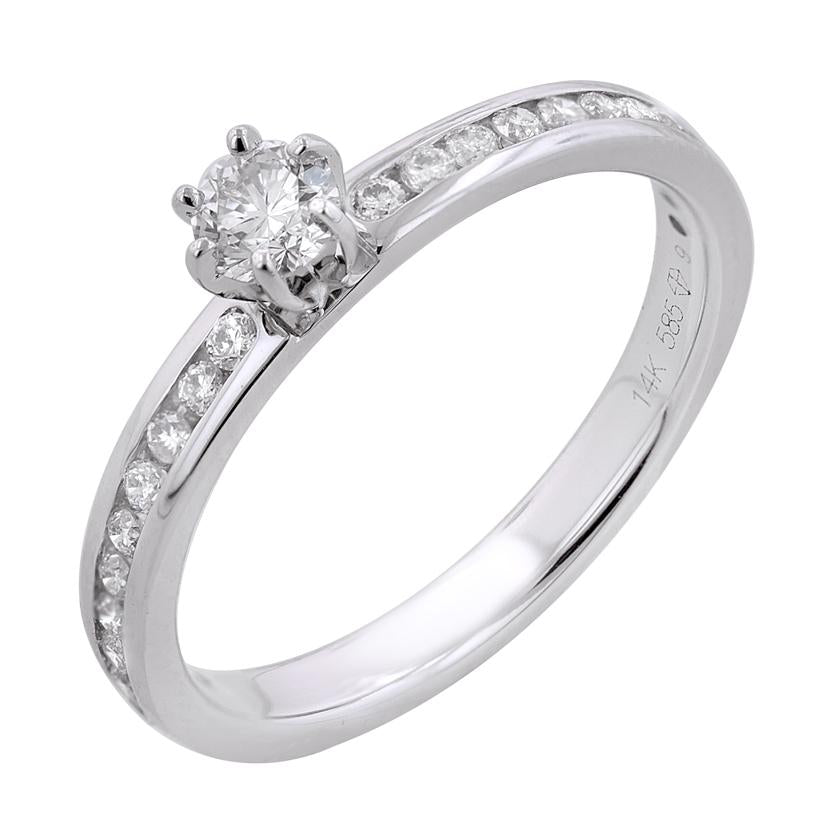 0.45 Ctw Diamond 14k White Gold Round Shape Wedding Engagement Ring