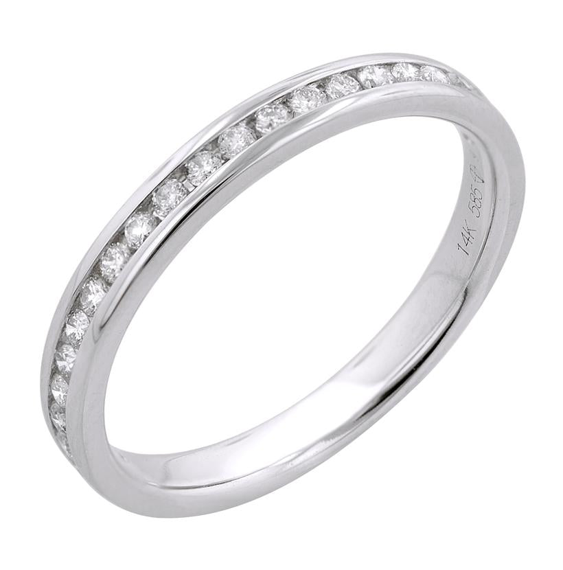 0.26 Ctw Diamond 14k White Gold Round Shape Womens Wedding Band Ring