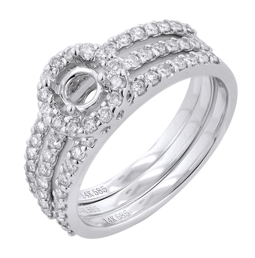 0.75 Ctw Diamond 14k White Gold Round Shape Wedding Engagement Ring
