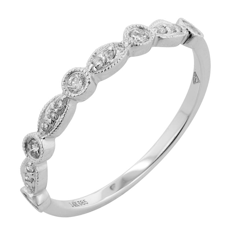 0.16 Ctw Diamond 14k White Gold Round Shape Womens Wedding Band Ring