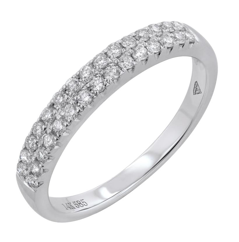 0.29 Ctw Diamond 14k White Gold Round Shape Womens Wedding Band Ring