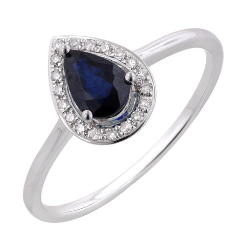 0.07 Ctw Diamond 14k White Gold Sapphire Round Shape Womens Gemstone Ring