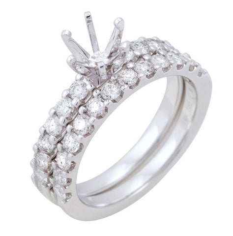 0.99 Ctw Diamond 14k White Gold Round Shape Wedding Engagement Ring