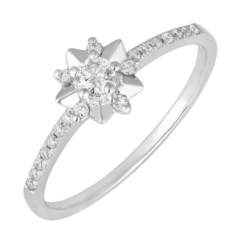 0.19 Ctw Diamond 14k White Gold Round Shape Womens Diamond Ring