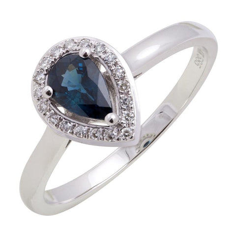 0.07 Ctw Diamond 14k White Gold Sapphire Round Shape Womens Gemstone Ring