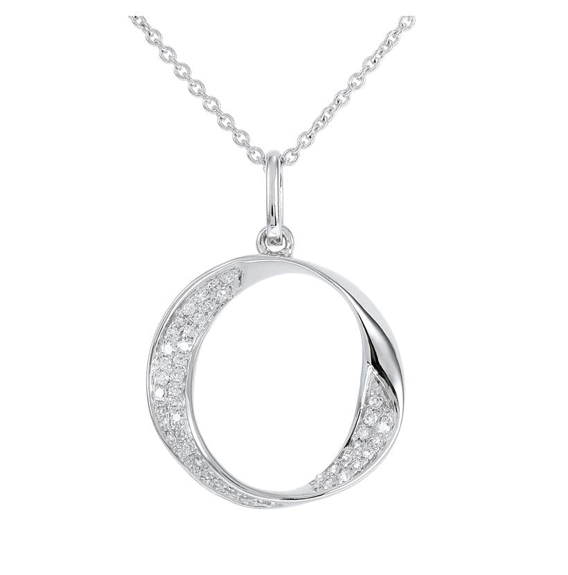 0.15 Ctw Diamond 14k White Gold Round Shape Womens Diamond Necklace Pendant With 16 Inch Chain