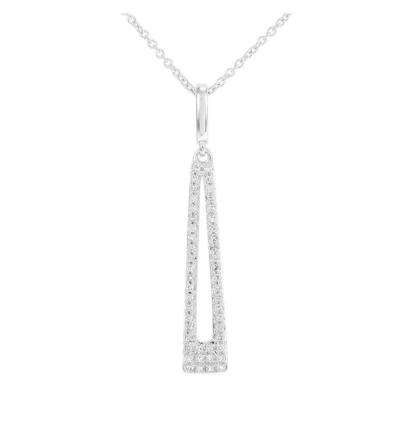 0.15 Ctw Diamond 14k White Gold Round Shape Womens Diamond Necklace Pendant With 16 Inch Chain