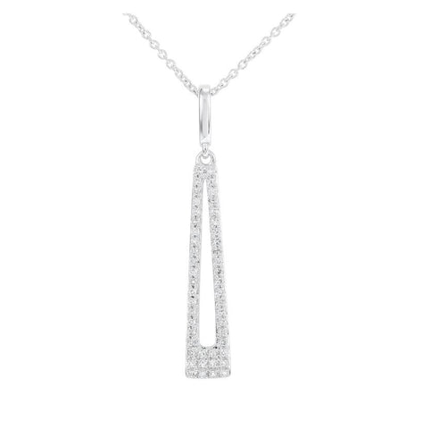 0.15 Ctw Diamond 14k White Gold Round Shape Womens Diamond Necklace Pendant With 16 Inch Chain