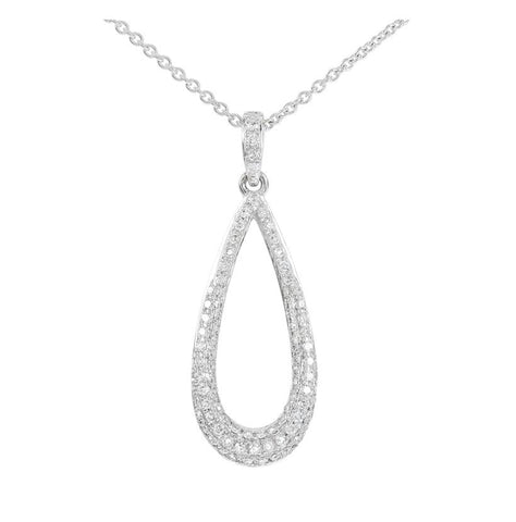 0.25 Ctw Diamond 14k White Gold Round Shape Womens Diamond Necklace Pendant With 16 Inch Chain