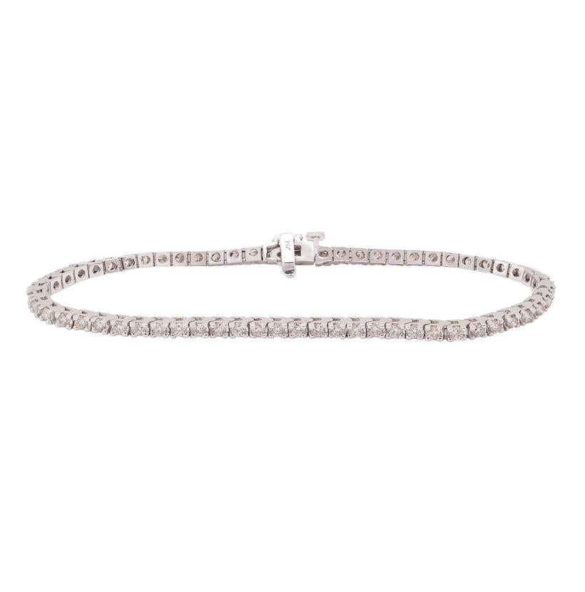 2 Ctw Diamond 14k White Gold Round Shape Womens Diamond Bracelet