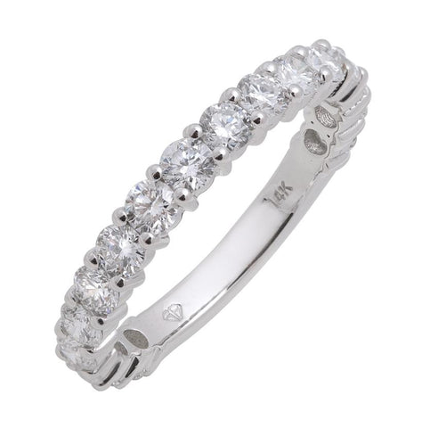 1.36 Ctw Diamond 14k White Gold Round Shape Womens Wedding Band Ring