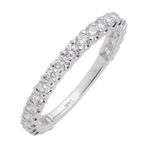 0.7 Ctw Diamond 14k White Gold Round Shape Womens Wedding Band Ring