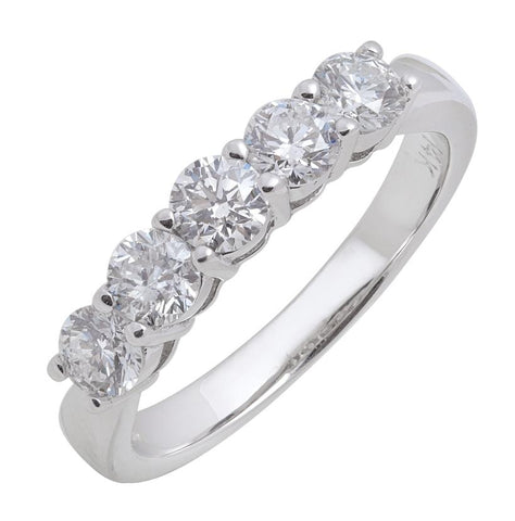 1.04 Ctw Diamond 14k White Gold Round Shape Womens Wedding Band Ring