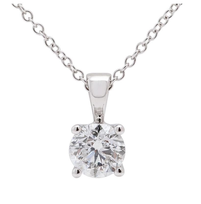 0.8 Ctw Diamond 14k White Gold Round Shape Womens Diamond Necklace Pendant With 16 Inch Chain