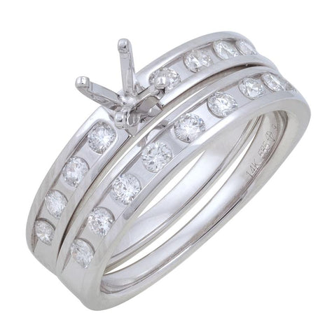 0.54 Ctw Diamond 14k White Gold Round Shape Wedding Engagement Ring
