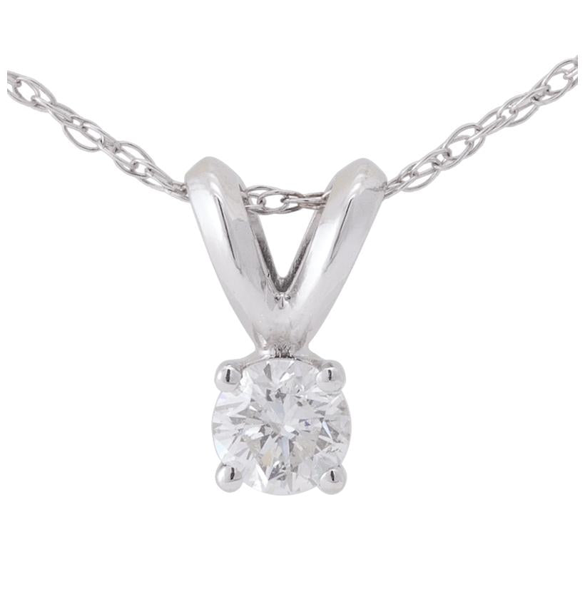 0.2 Ctw Diamond 14k White Gold Round Shape Womens Diamond Necklace Pendant With 16 Inch Chain