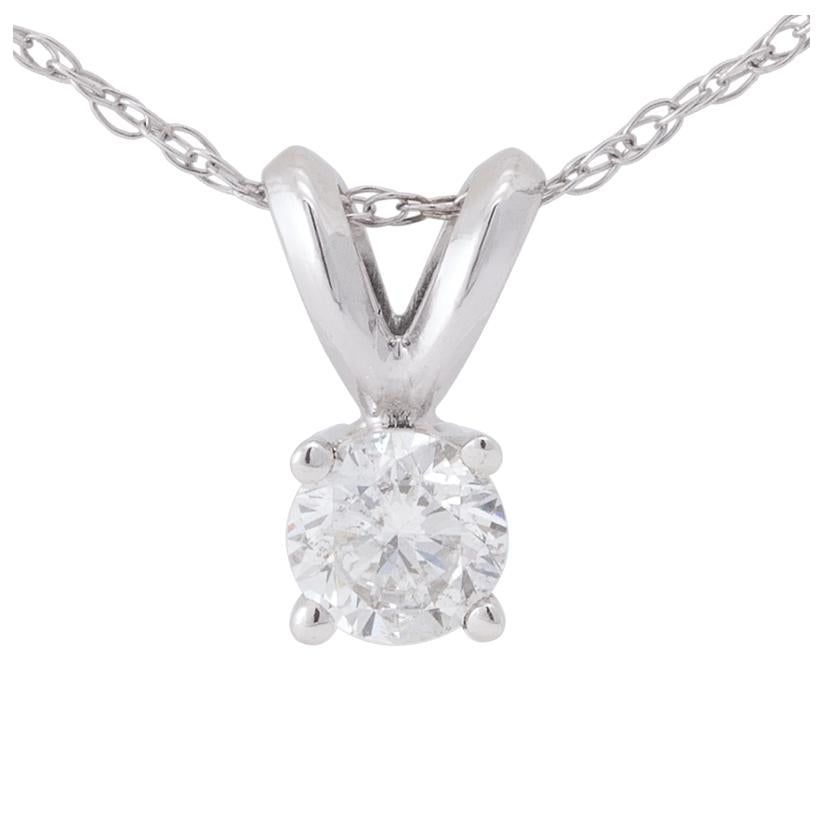 0.333333333333333 Ctw Diamond 14k White Gold Round Shape Womens Diamond Necklace Pendant With 16 Inch Chain