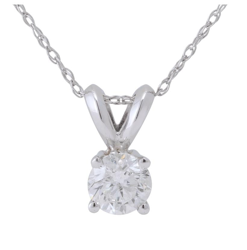 0.5 Ctw Diamond 14k White Gold Round Shape Womens Diamond Necklace Pendant With 16 Inch Chain