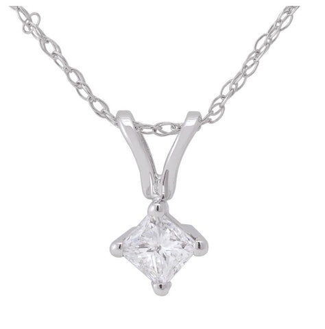 0.2 Ctw Diamond 14k White Gold Round Shape Womens Diamond Necklace Pendant With 16 Inch Chain