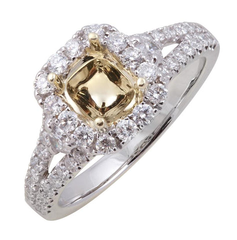 0.82 Ctw Diamond 14k White Gold Round Shape Wedding Engagement Ring