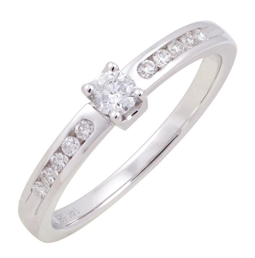 0.27 Ctw Diamond 14k White Gold Round Shape Wedding Engagement Ring