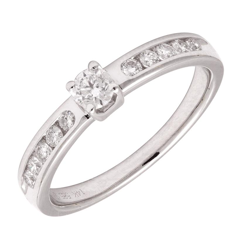 0.31 Ctw Diamond 14k White Gold Round Shape Wedding Engagement Ring