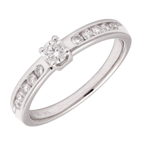 0.31 Ctw Diamond 14k White Gold Round Shape Wedding Engagement Ring