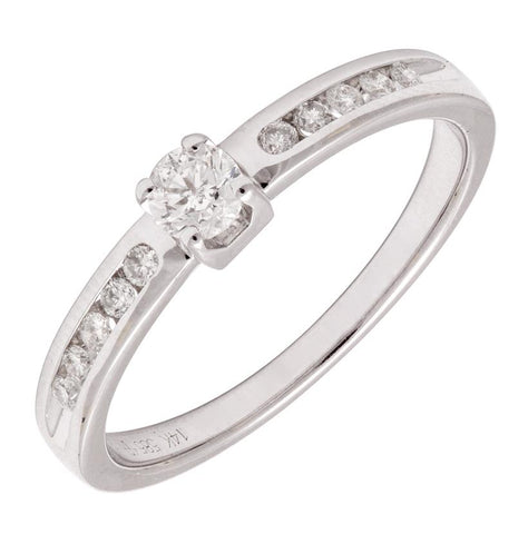 0.19 Ctw Diamond 14k White Gold Round Shape Wedding Engagement Ring