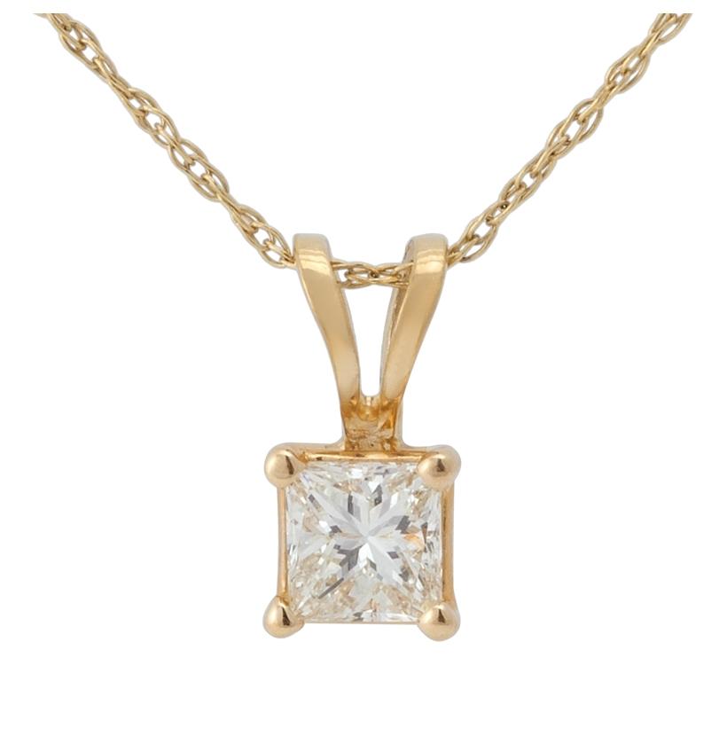 0.333333333333333 Ctw Diamond 14k Yellow Gold Princess Shape Womens Diamond Necklace Pendant With 16 Inch Chain