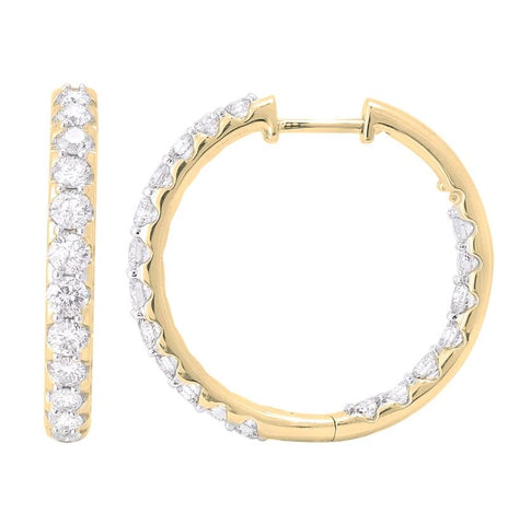 1.99 Ctw Diamond 14k Yellow Gold Round Shape Womens Diamond Earrings