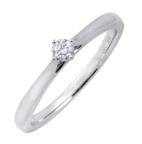 0.09 Ctw Diamond 14k White Gold Round Shape Wedding Engagement Ring