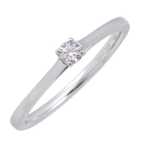 0.09 Ctw Diamond 14k White Gold Round Shape Wedding Engagement Ring