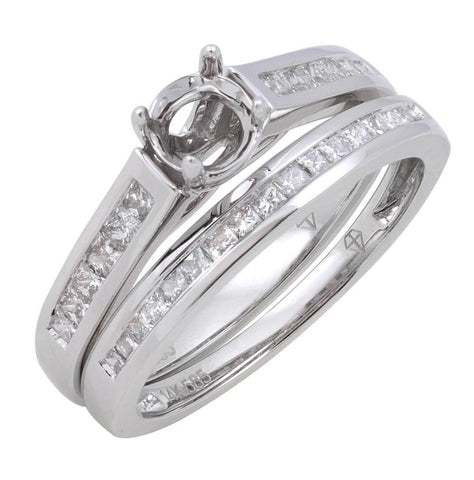 0.53 Ctw Diamond 14k White Gold Round Shape Wedding Engagement Ring